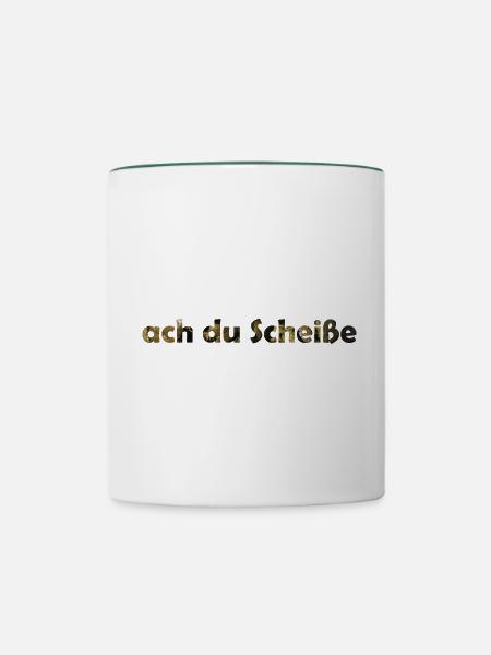 Ach du Schweiße - Tasse zweifarbig - Weiß/Dunkelgrün