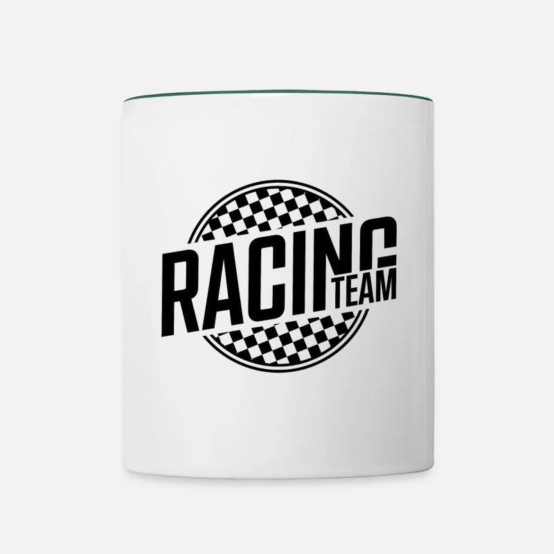 Coureur de l'équipe de course - Mug contrasté - blanc/vert foncé
