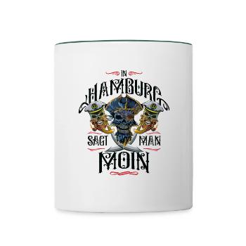hamburg moin pirat - Tasse zweifarbig - Weiß/Dunkelgrün - Vorne
