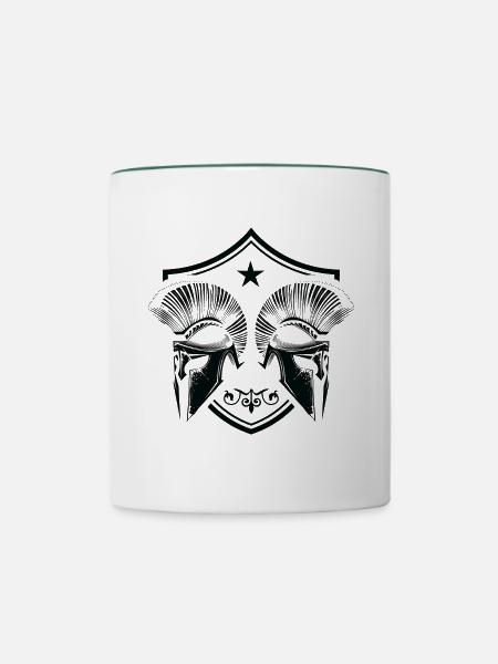 spartan helm wappen - Tasse zweifarbig - Weiß/Dunkelgrün
