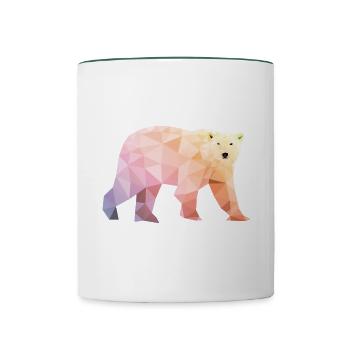 eisbär polygon bunt polar bär - Tasse zweifarbig - Weiß/Dunkelgrün - Vorne