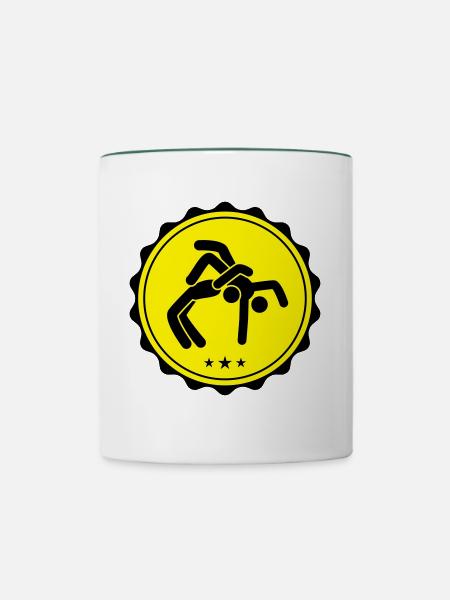 Ringen Wrestling - Tasse zweifarbig - Weiß/Dunkelgrün