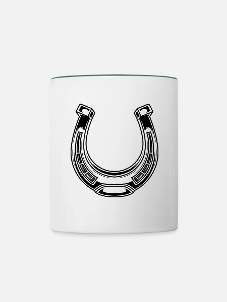 hufeisen symbol - Tasse zweifarbig - Weiß/Dunkelgrün