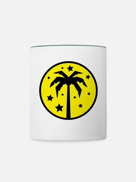Palm Tree Beach - Tasse zweifarbig - Weiß/Dunkelgrün