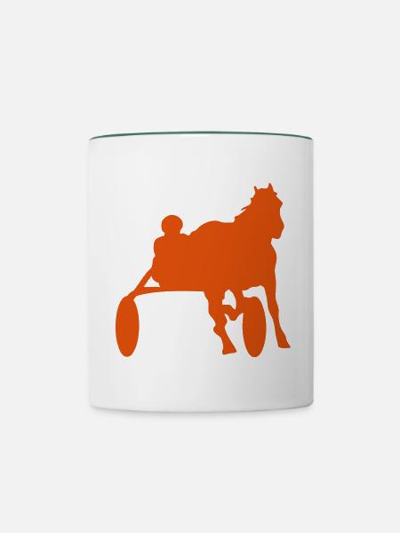 Pferderennen Pferd - Tasse zweifarbig - Weiß/Dunkelgrün