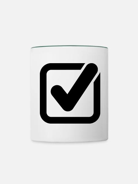 haken symbol icon - Tasse zweifarbig - Weiß/Dunkelgrün
