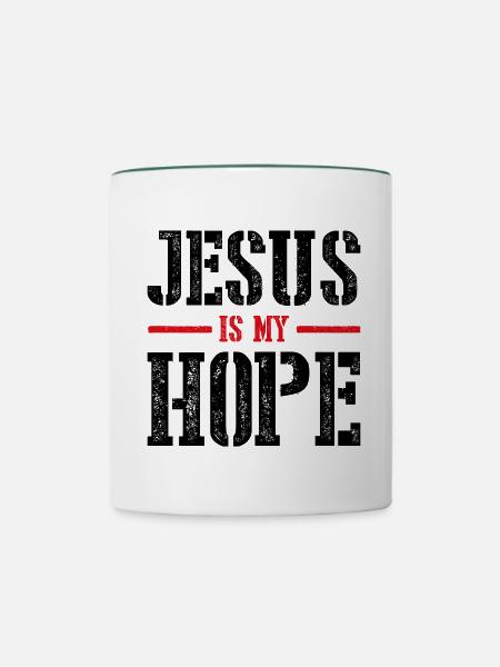 Jesus ist meine Hoffnung - Tasse zweifarbig - Weiß/Dunkelgrün