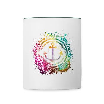 Anchor icon - Contrasting Mug - white/dark green - Front