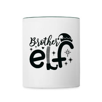 Brother Elf Bruder Elfe X-Mas Christmas Junge - Tasse zweifarbig - Weiß/Dunkelgrün - Vorne