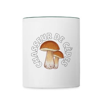 Chasseur de cèpes - Mug contrasté - blanc/vert foncé - Devant