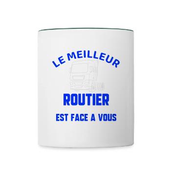 Le meilleur routier - Mug contrasté - blanc/vert foncé - Devant