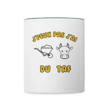 J’peux pas j’ai du taf - Mug contrasté - blanc/vert foncé - Devant