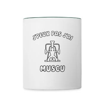 J’peux pas j’ai muscu - Mug contrasté - blanc/vert foncé - Devant