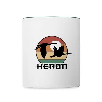 Retro-Reiher - Tasse zweifarbig - Weiß/Dunkelgrün - Vorne