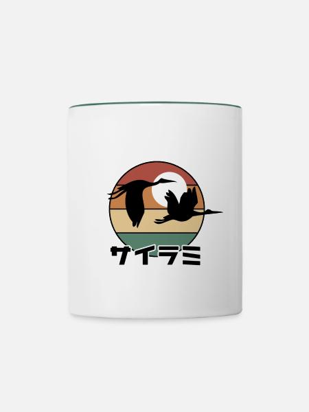 Reiher - Tasse zweifarbig - Weiß/Dunkelgrün
