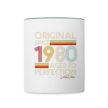 1980 - Tasse zweifarbig - Weiß/Dunkelgrün - Vorne