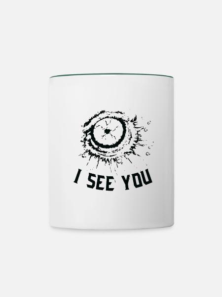 I see you - Tasse zweifarbig - Weiß/Dunkelgrün