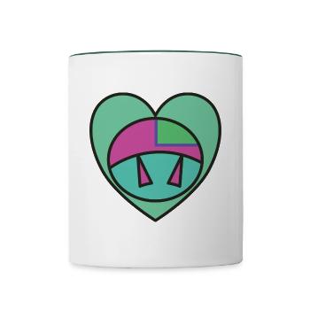 Heart Graphic art - Contrasting Mug - white/dark green - Front