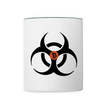bitcoin - Tasse zweifarbig - Weiß/Dunkelgrün - Vorne