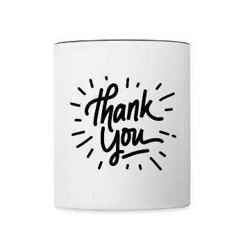 Thank You - Tasse zweifarbig - Weiß/Dunkelgrün - Vorne