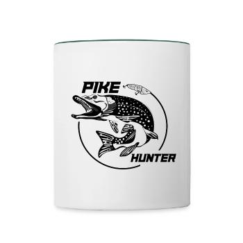 Pike, pike hunter - Contrasting Mug - white/dark green - Front