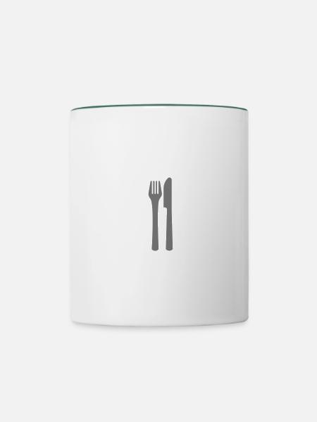 Besteck - Tasse zweifarbig - Weiß/Dunkelgrün