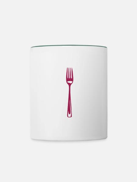 Gabel kochen - Tasse zweifarbig - Weiß/Dunkelgrün