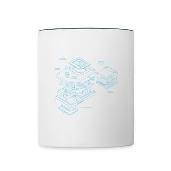 Retro handheld blueprint - retrogaming for your shirt - Contrasting Mug - white/dark green - Front