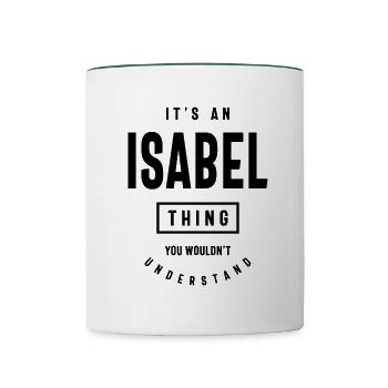 Isabel Personalized Name Birthday Gift - Contrasting Mug - white/dark green - Front