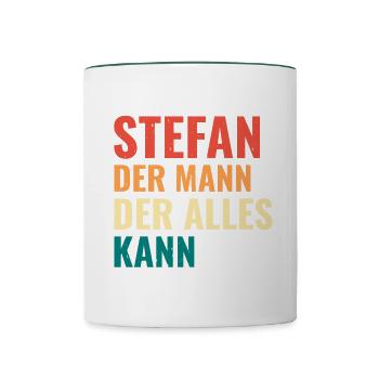 Stefan Der Mann Der Alles Kann Vorname Stefan - Tasse zweifarbig - Weiß/Dunkelgrün - Vorne