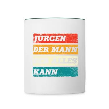 Jürgen Der Mann Der Alles Kann Vorname Jürgen - Tasse zweifarbig - Weiß/Dunkelgrün - Vorne