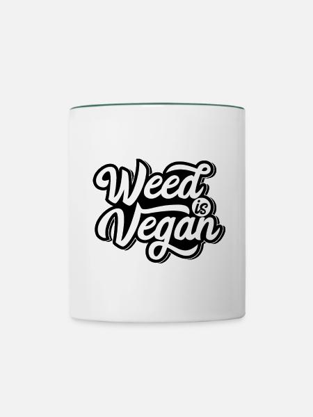 Cannabis Marihuana Weed Kiffen - Tasse zweifarbig - Weiß/Dunkelgrün