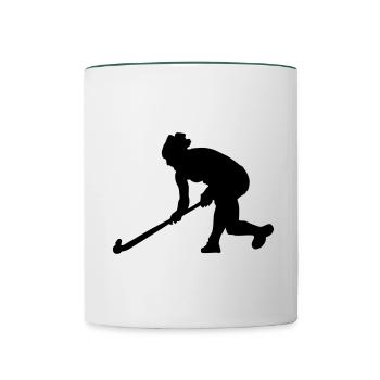 le hockey sur le terrain - Mug contrasté - blanc/vert foncé - Devant