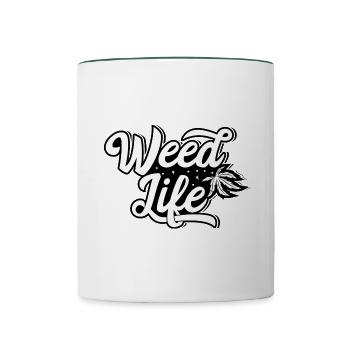 Cannabis Marijuana Weed Smoking - Contrasting Mug - white/dark green - Front