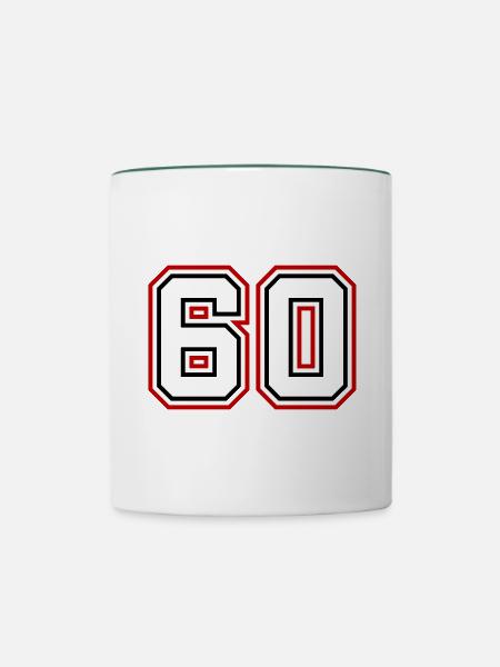60 Zahl nummer - Tasse zweifarbig - Weiß/Dunkelgrün