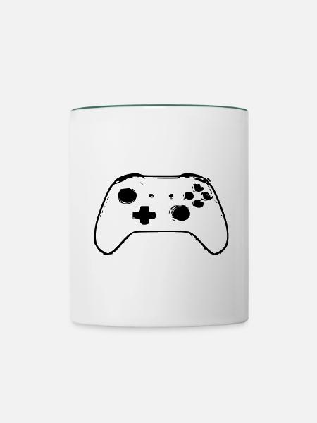 controller konsole game - Tasse zweifarbig - Weiß/Dunkelgrün