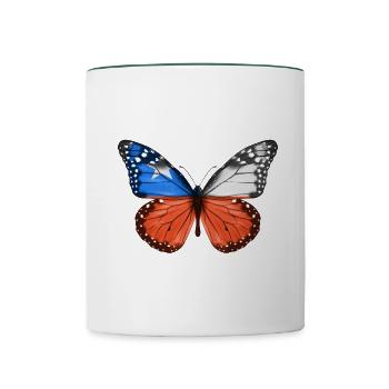 Papillon Drapeau Du Chili - Mug contrasté - blanc/vert foncé - Devant