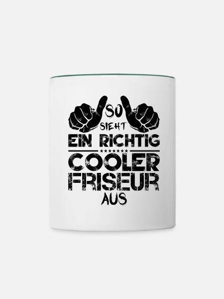 Friseur - Tasse zweifarbig - Weiß/Dunkelgrün