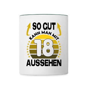 Geburtstag 18 Jahre So gut aussehen Retro Vintage - Tasse zweifarbig - Weiß/Dunkelgrün - Vorne