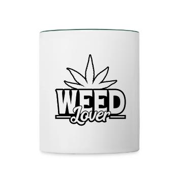 Cannabis Marijuana Weed Smoking - Contrasting Mug - white/dark green - Front