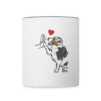 Berger Australien Mignon Berger Australien - Mug contrasté - blanc/vert foncé - Devant