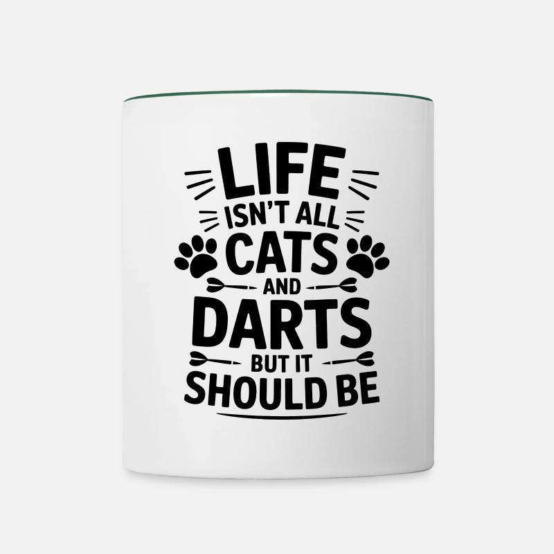 Fléchettes Dire Chats Fléchettes Drôles Fléchettes Cadeau - Mug contrasté - blanc/vert foncé