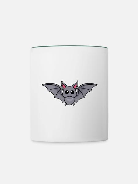 Fledermaus Comic Tier - Tasse zweifarbig - Weiß/Dunkelgrün