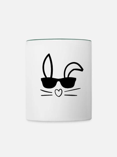Osterhase - Tasse zweifarbig - Weiß/Dunkelgrün