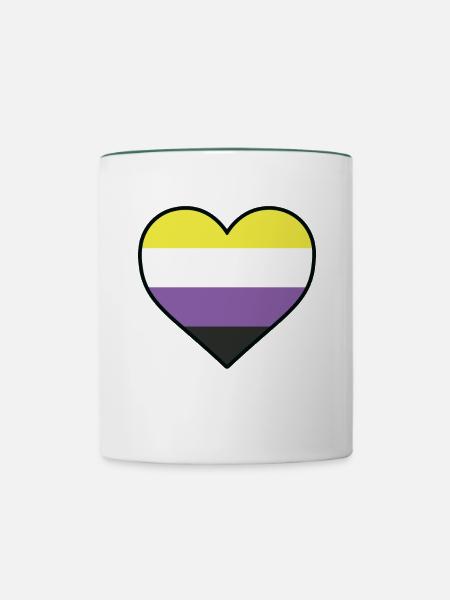 LGBT-Herz - LGBTQIA Non Binary - Tasse zweifarbig - Weiß/Dunkelgrün