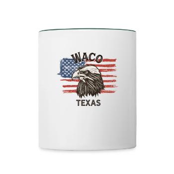 Drapeau des États-Unis Eagle Texas Vintage Waco - Mug contrasté - blanc/vert foncé - Devant