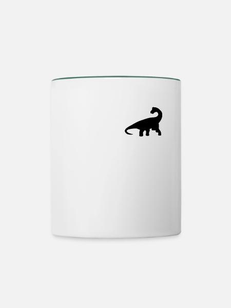 Abzeichen - Niedlicher Dinosaurier Brachiosaurus - Tasse zweifarbig - Weiß/Dunkelgrün