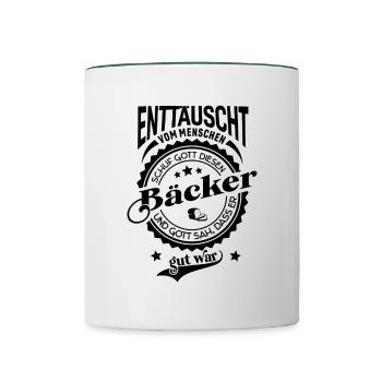 Lustiger Spruch für Beruf Bäcker - Tasse zweifarbig - Weiß/Dunkelgrün - Vorne
