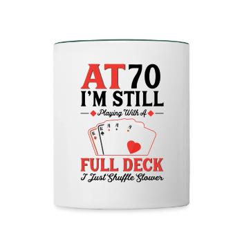 Playing cards for the 70th birthday - Contrasting Mug - white/dark green - Front