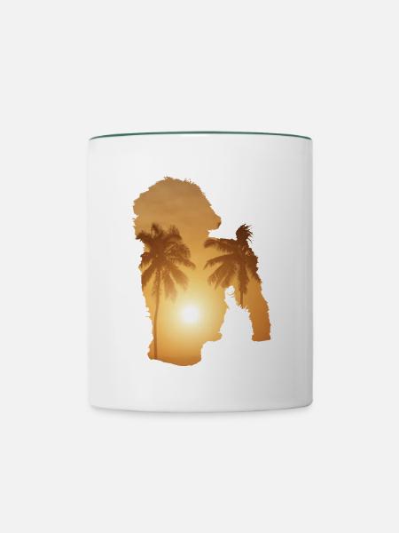 Sommerstrand - Bichon Frise - Tasse zweifarbig - Weiß/Dunkelgrün